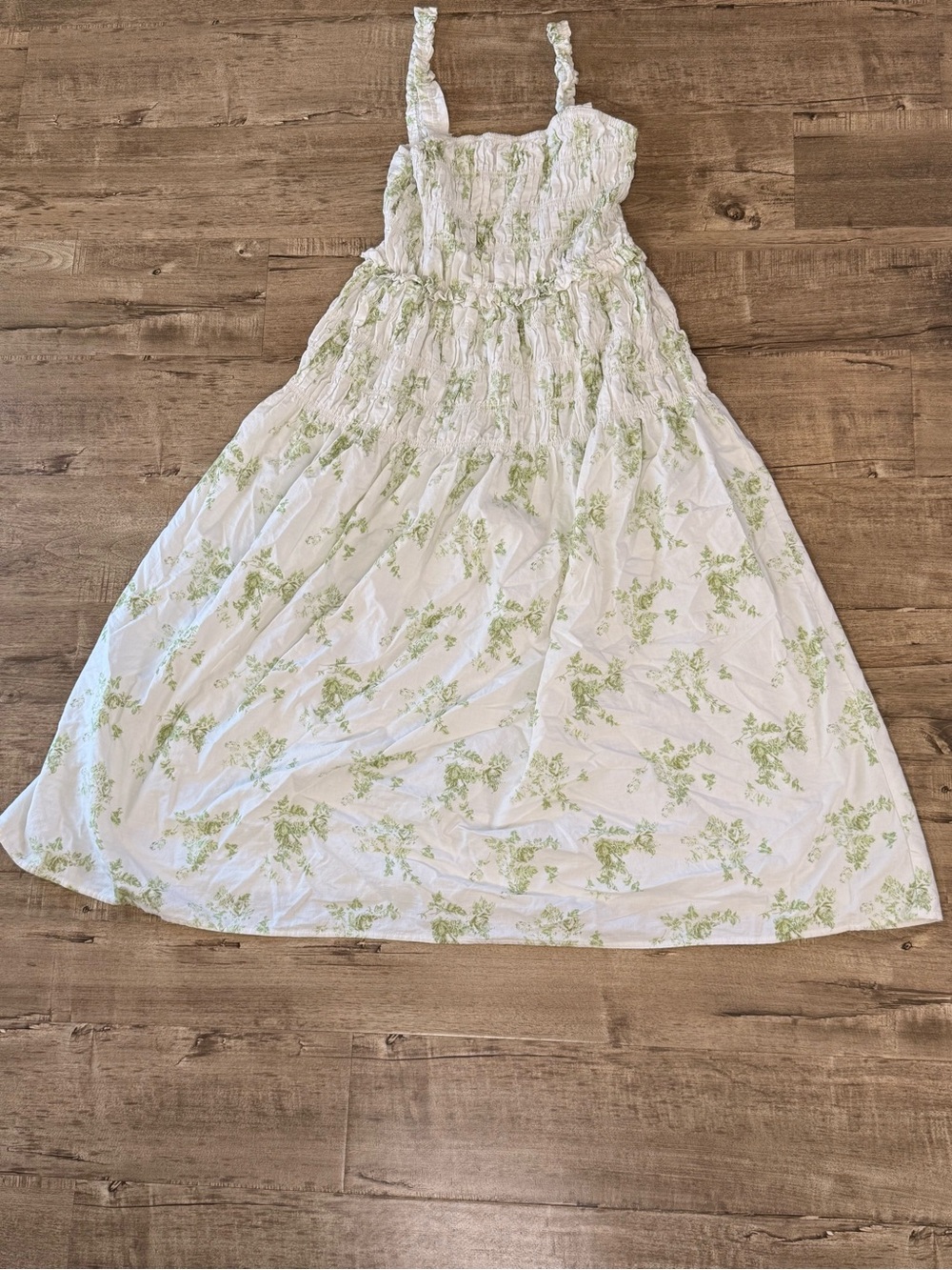 Universal Thread White Sundress with Pale Green Floral Print